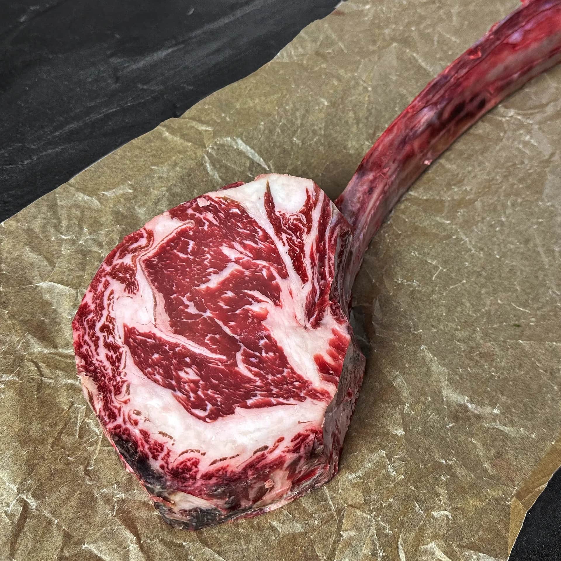 Long-bone ribeye, dry-aged